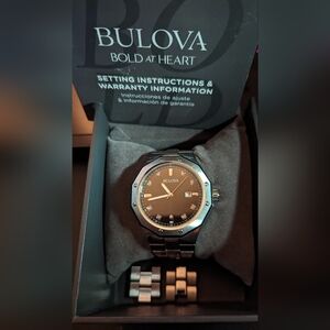 Bulova Men's Classic Stainless Steel 3-Hand Date Quartz Watch with Diamonds and